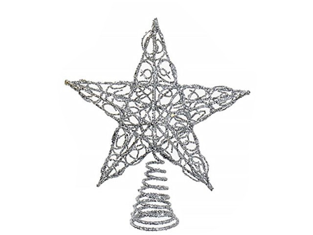 фото Украшение kurt s. adler ёлочная верхушка звезда ажурная 15cm silver h1237