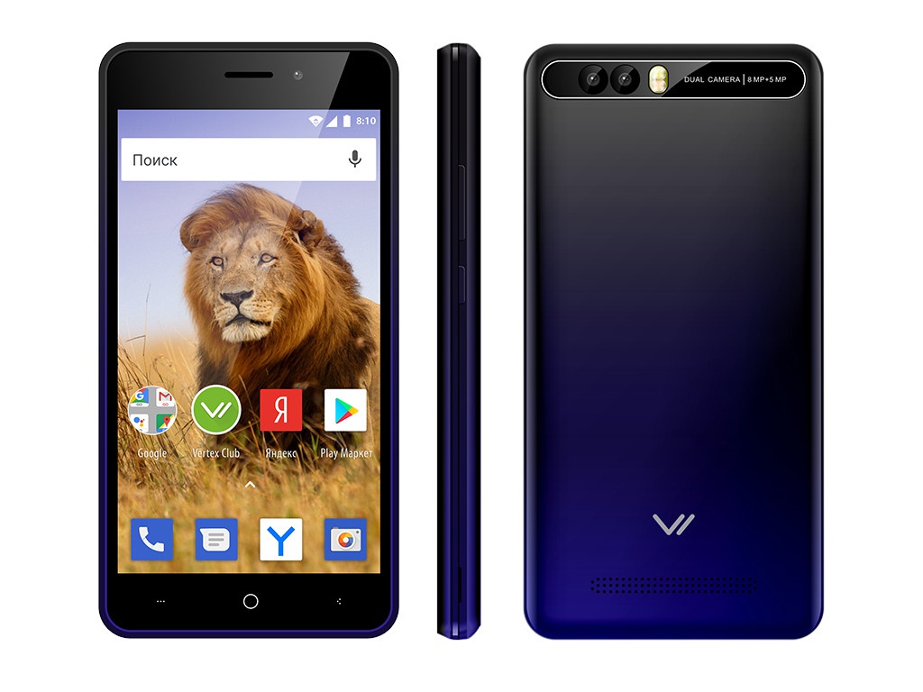 фото Сотовый телефон vertex new impress lion dual cam dark blue