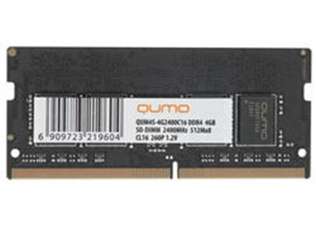 фото Модуль памяти qumo ddr4 so-dimm 2400mhz pc4-19200 cl16 - 4gb qum4s-4g2400c16