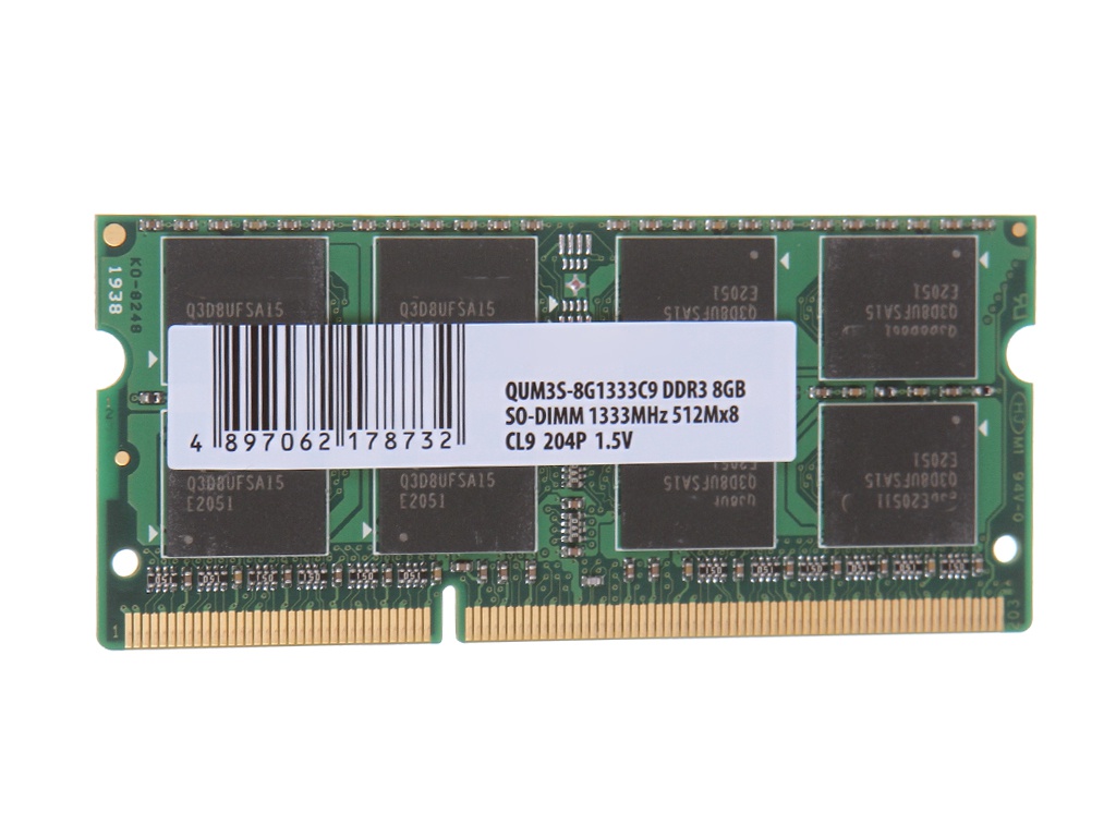 Zakazat.ru: Модуль памяти Qumo DDR3 SO-DIMM 1333MHz PC-10660 CL9 - 8Gb QUM3S-8G1333C9