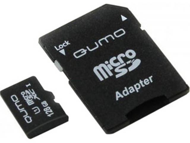 

Карта памяти 128Gb - Qumo MicroSDXC UHS-I U3 Pro Seria 3.0 QM128GMICSDXC10U3 с адаптером SD, QM128GMICSDXC10U3