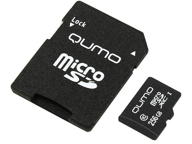 Карта памяти 256Gb - Qumo MicroSDXC UHS-I U3 Pro Seria 3.0 QM256GMICSDXC10U3 с адаптером SD ssd qumo novation 3d tlc 256gb q3dt 256gskf