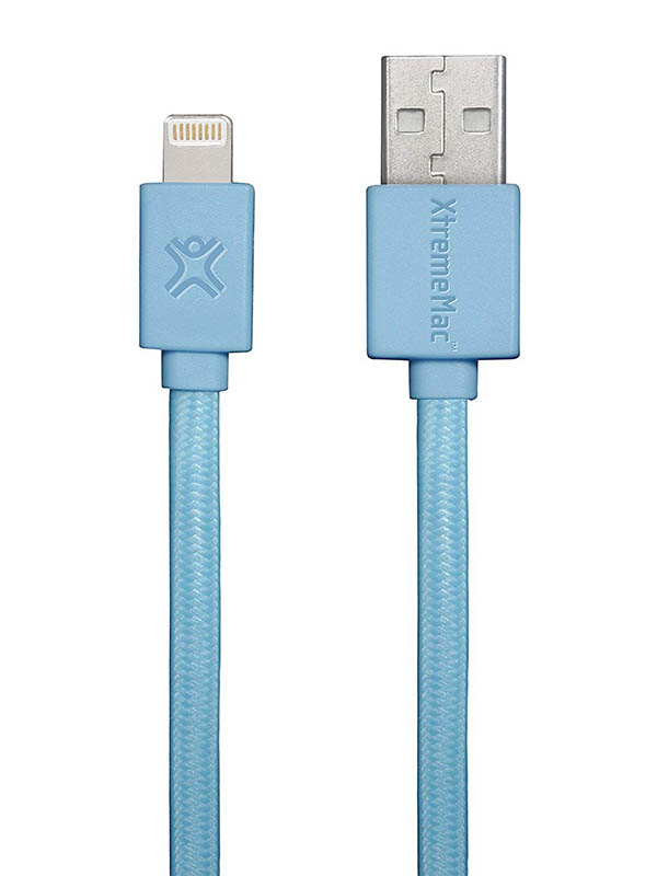 фото Аксессуар xtrememac lightning to usb flat 1.2m blue xcl-usb-23