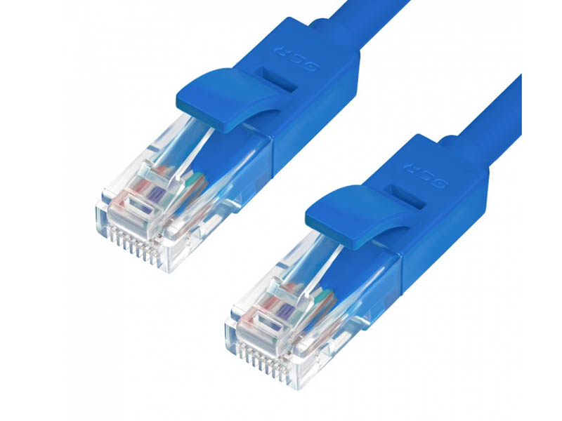 фото Сетевой кабель greenconnect lszh utp 24awg cat.5e rj45 t568b 0.3m blue gcr-51024