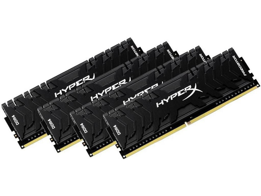 

Модуль памяти Kingston HyperX Predator DDR4 DIMM 3333MHz PC4-26600 CL16 - 64Gb KIT (4x16Gb) HX433C16PB3K4/64, HyperX Predator