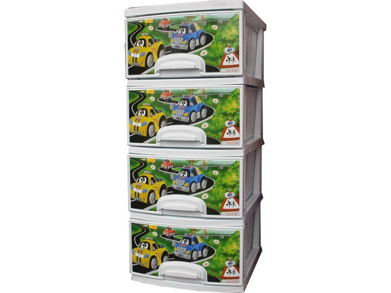 

Комод Росспласт Машинки 4 яруса White, РП-421
