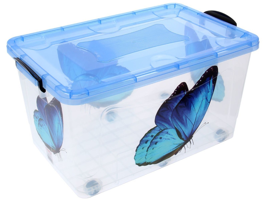 фото Контейнер для хранения росспласт 50l бабочка transparent