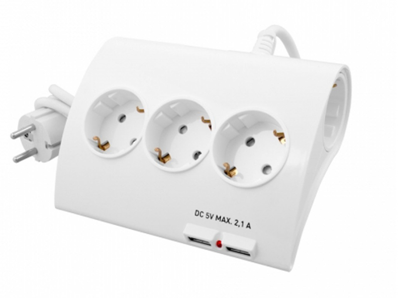 фото Сетевой фильтр старт 5 sockets 2xusb 2.1a 16a 1.5m white 11548