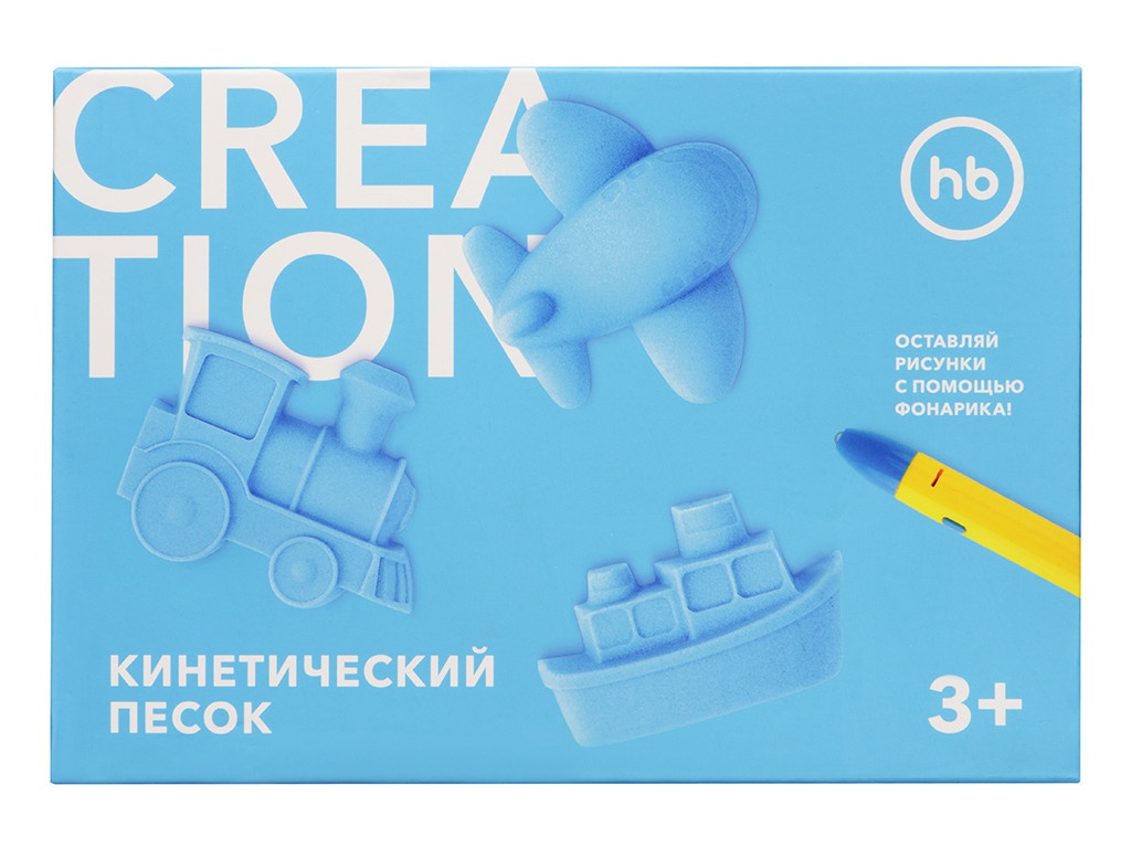 фото Набор для лепки happy baby кинетический песок 450гр light blue 4690624028120