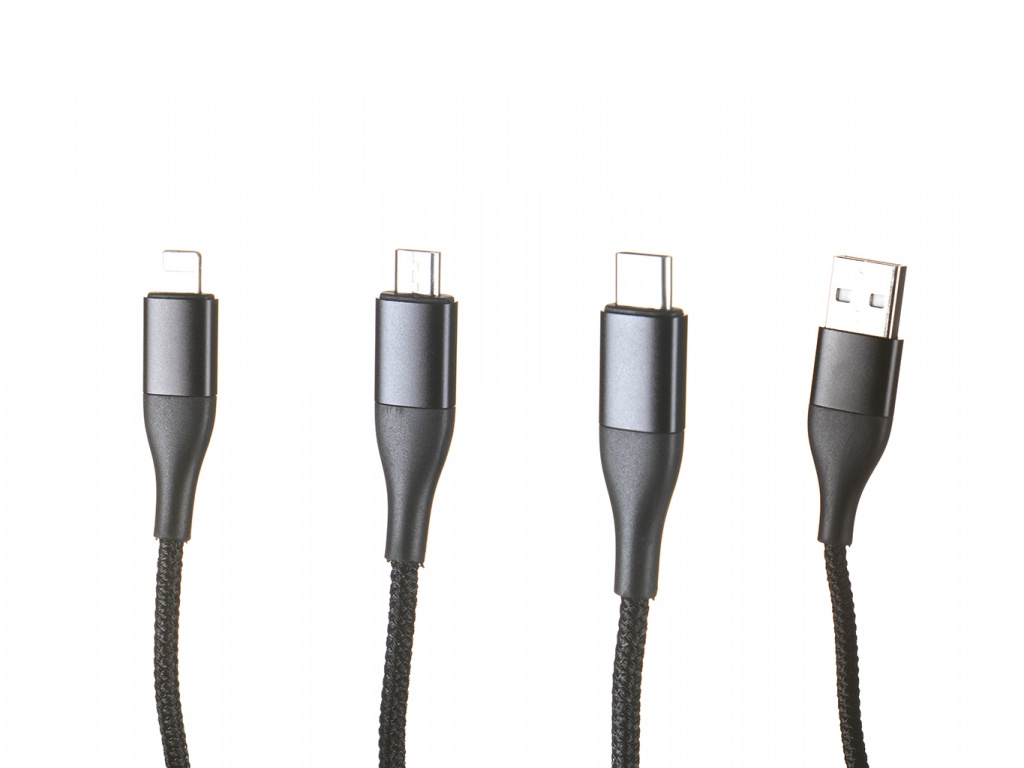 фото Аксессуар xiaomi solove 3 in 1 lightning/microusb/typec 1.2m black dw1