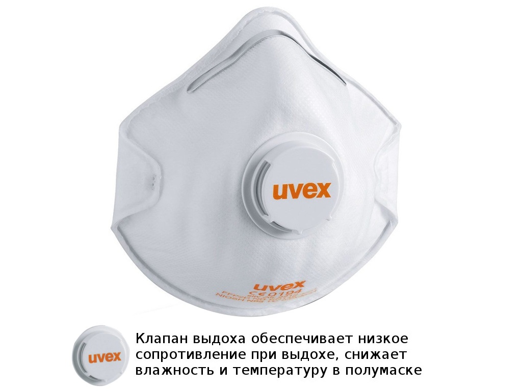 фото Защитная маска uvex cилв-эйр 2210 класс защиты ffp2 (до 12 пдк) клапан выдоха 8732210