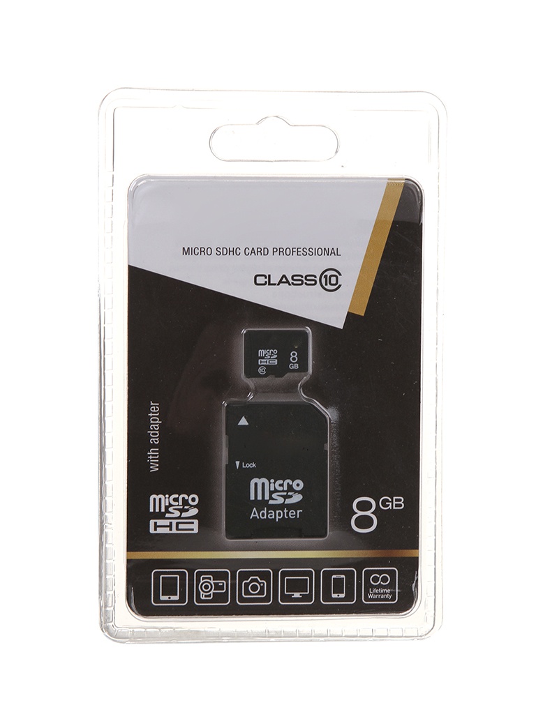 фото Карта памяти 8gb - digoldy micro secure digital hc class 10 dg008gcsdhc10-ad / 1130014 с переходником под sd