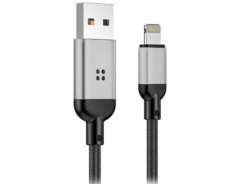 

Аксессуар Rock R6 USB - Lightning Metal Braided Smart Luminous Charge Grey 79188, R6