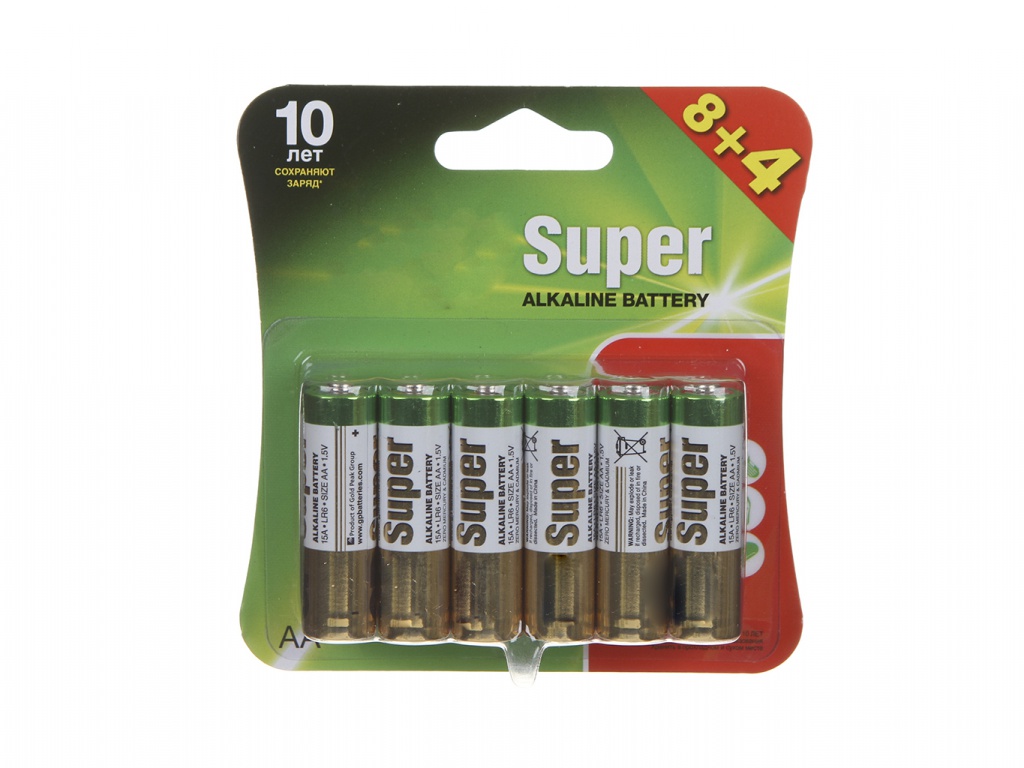 фото Батарейка aa - gp super alkaline 15a8/4-2cr12 (12 штук)