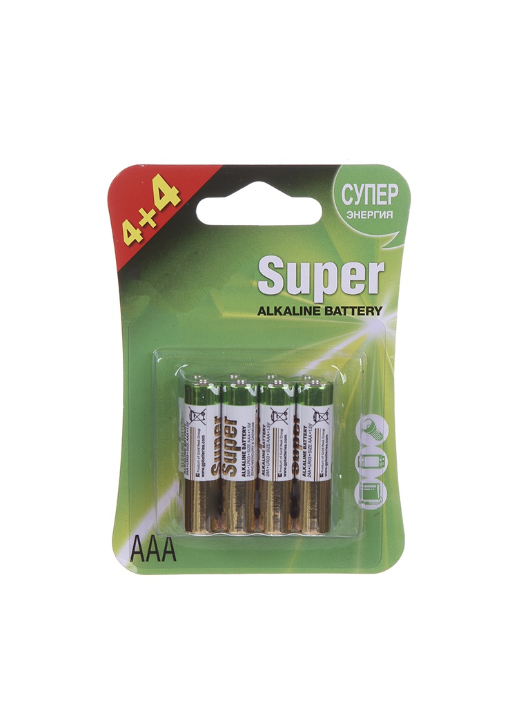 фото Батарейка aaa - gp super alkaline 24a4/4lnt-2cr8 (8 штук)