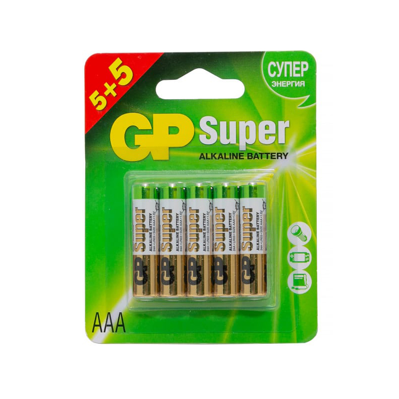 Батарейка AAA - GP Super Alkaline 24A5/5-2CR10 (10 штук) батарейка aaa gp super alkaline 24a 2crvs40 40 штук