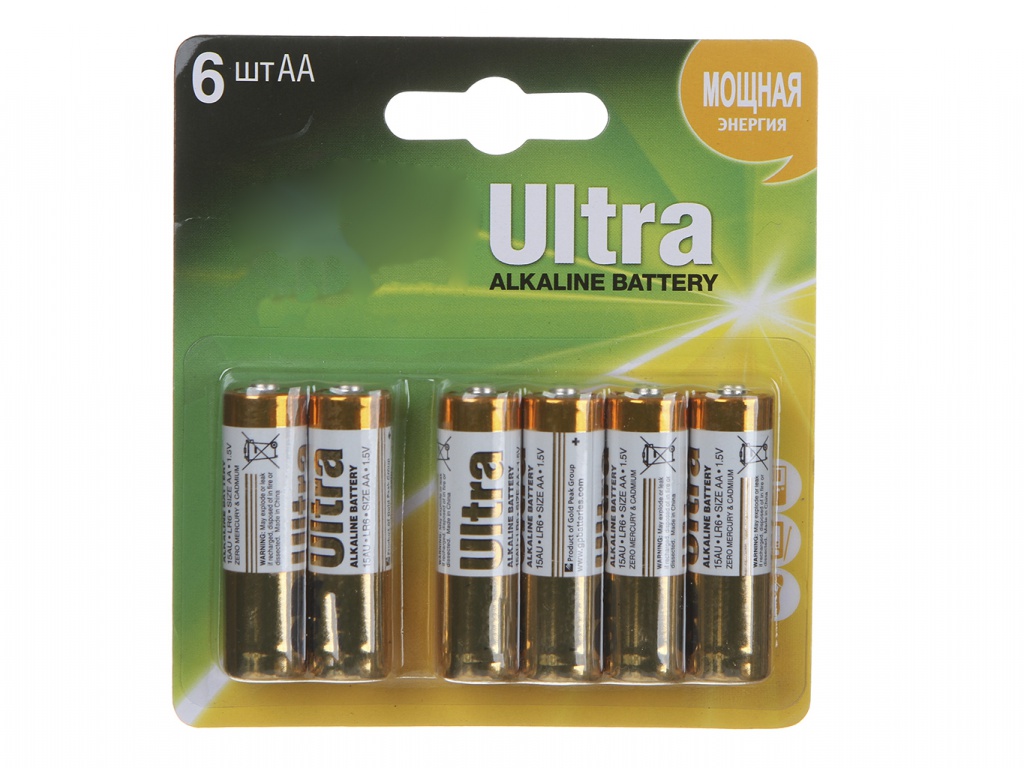 Батарейка AA - GP Ultra Alkaline 15AU4/2-CR6 (6 штук)