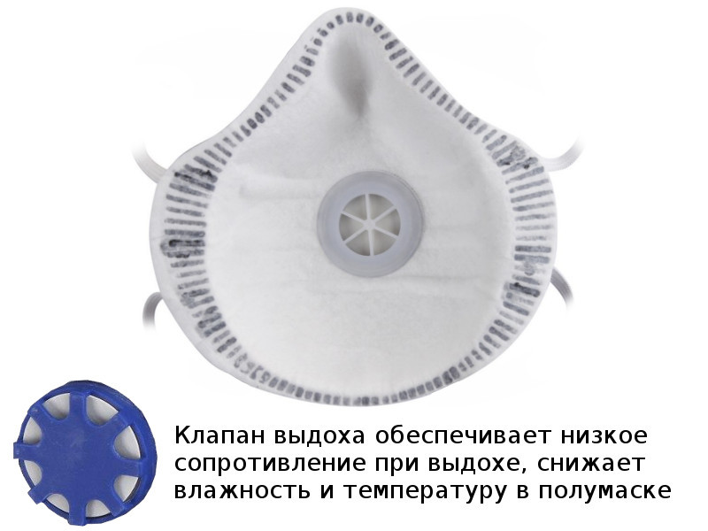 Защитная маска СибрТех 89246 класс защиты FFP1 (до 4 ПДК) с клапаном выдоха + угольная маска защитная фильтрующая ffp2 892597 с клапаном