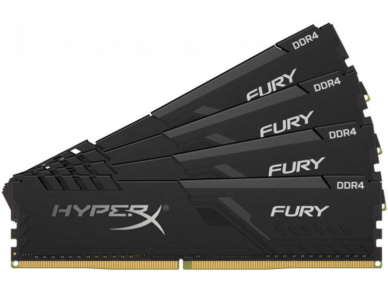 

Модуль памяти Kingston HyperX Fury Black DDR4 DIMM 2400Mhz PC-19200 CL15 - 16Gb Kit (4x4Gb) HX424C15FB3K4/16, HyperX Fury