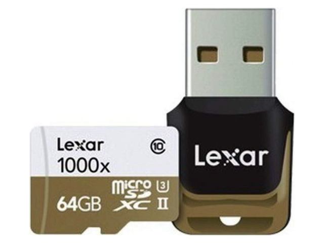 фото Карта памяти 64gb - lexar micro secure digital xc 1000x class 10 uhs-ii lsdmi64gcbeu1000r + usb карт-ридер