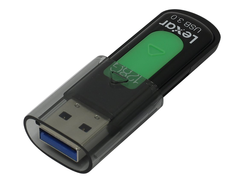 фото Usb flash drive 128gb - lexar jumpdrive s57 black-green ljds57-128abgn