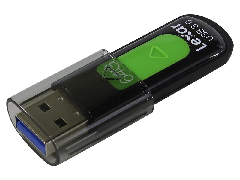 фото Usb flash drive 64gb - lexar jumpdrive s57 black-green ljds57-64gabgn