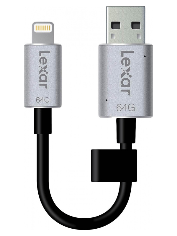 фото Usb flash drive 64gb - lexar jumpdrive c25i usb 3.1 / lightning silver ljdc25i-64gbbeu