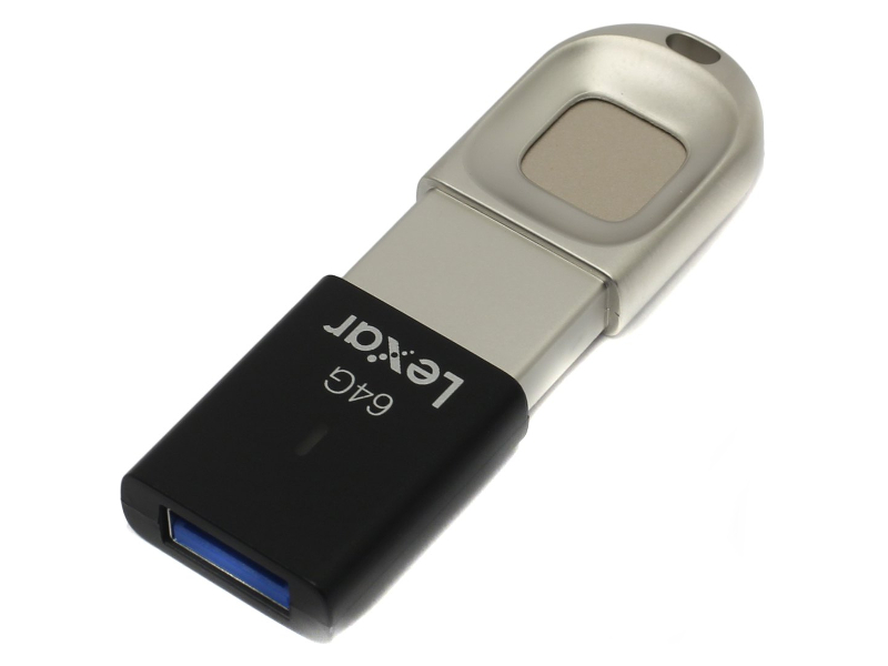 фото Usb flash drive 64gb - lexar jumpdrive fingerprint f35 black-silver ljdf35-64gbeu