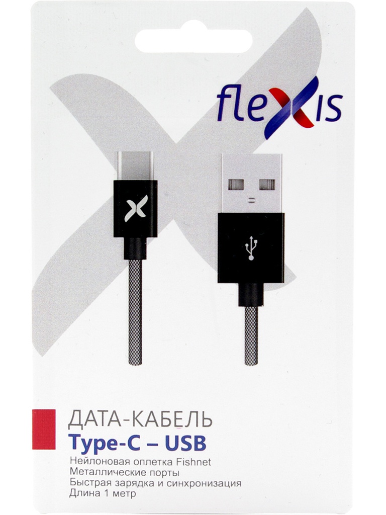 

Аксессуар Flexis Fishnet USB - Type-C 1m Black FX-CAB-FNTC-BL, FX-CAB-FNTC-BL