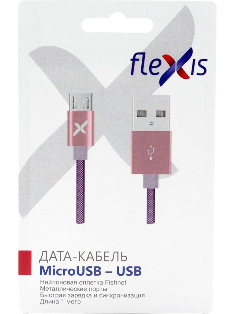 Аксессуар Flexis Fishnet USB - MicroUSB 1m Purple FX-CAB-FNMU-PR