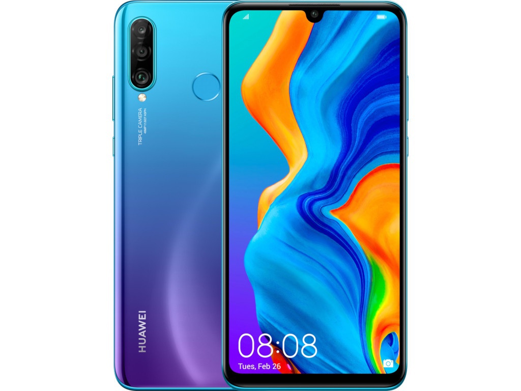 фото Сотовый телефон huawei p30 lite 6gb/256gb peacock blue выгодный набор для selfie + серт. 200р!!!