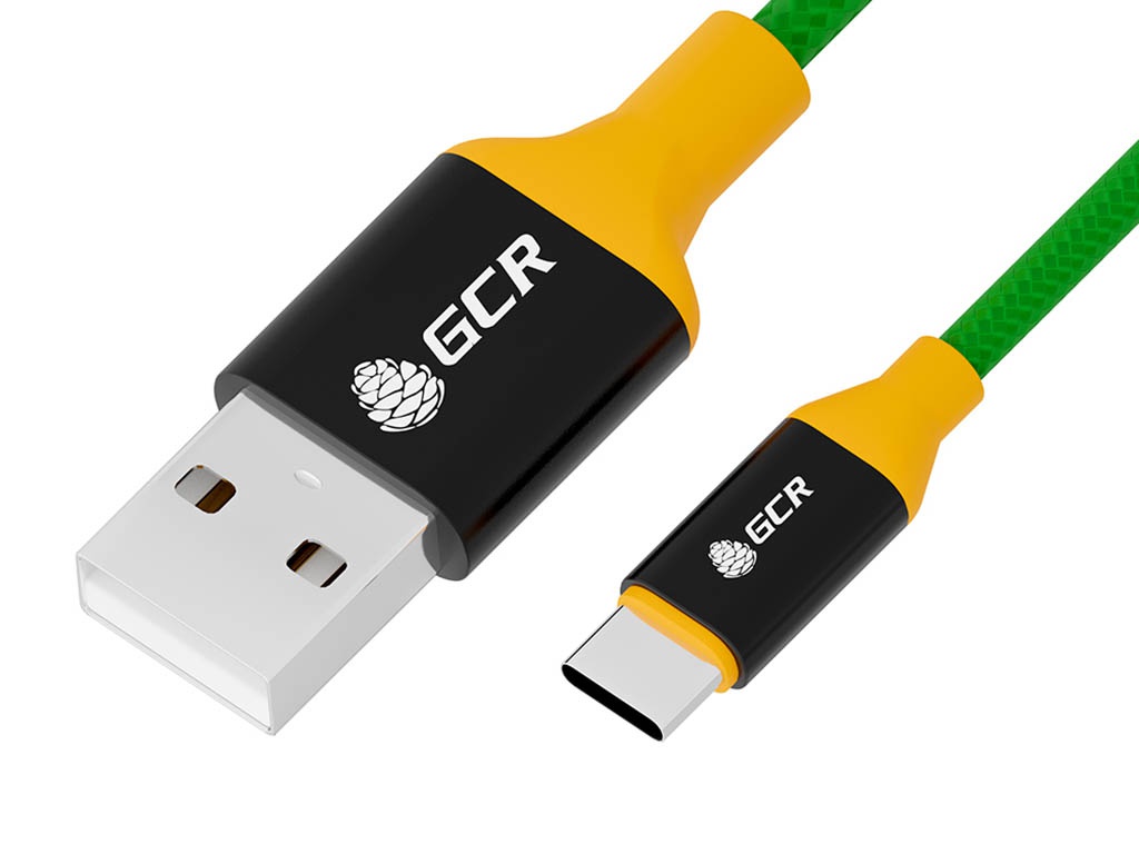 фото Аксессуар greenconnect usb 2.0 am/cm 3m black-green-yellow gcr-51743