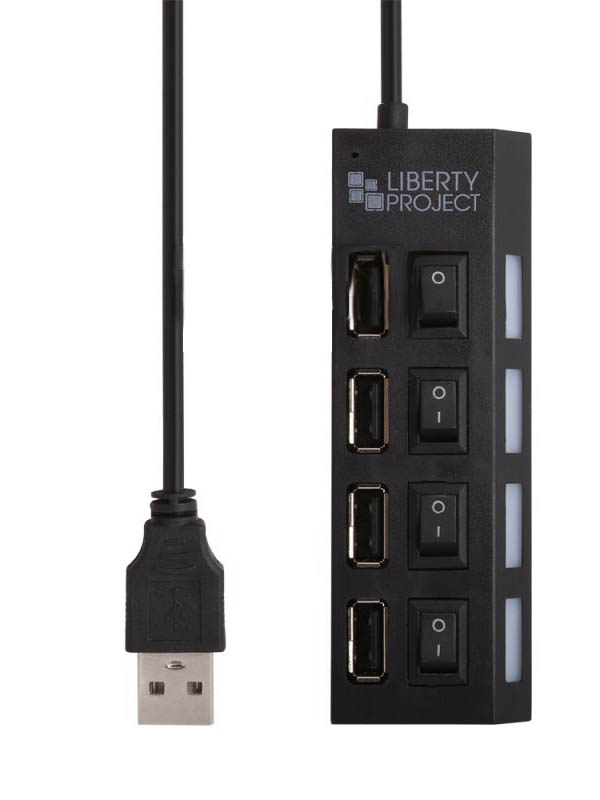 аксессуар liberty project usb microusb 2m black 0l 00027921 Хаб USB Liberty Project 4xUSB 2.0 Black 0L-00047781