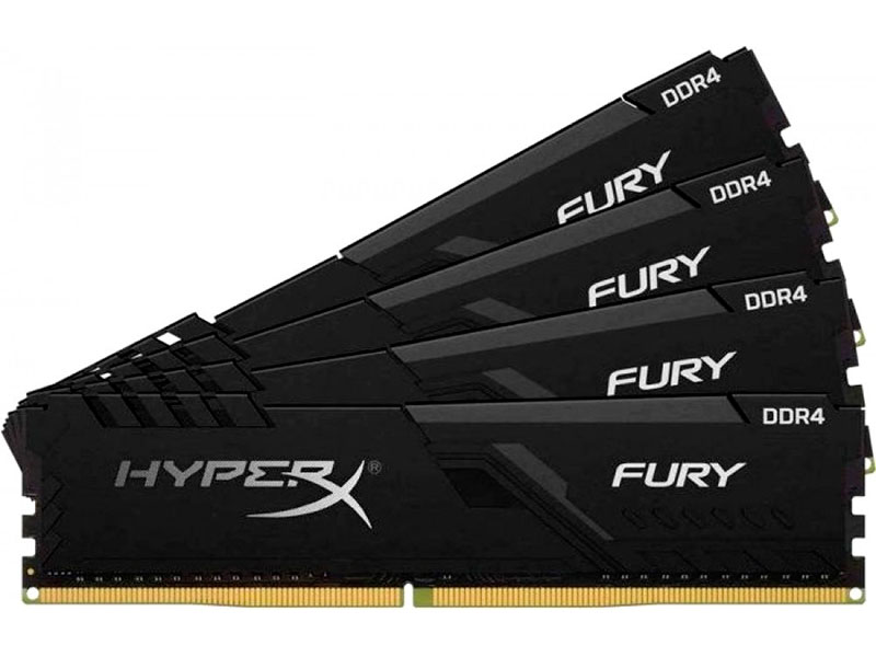 фото Модуль памяти hyperx fury black ddr4 dimm 3200mhz pc-25600 cl16 - 64gb kit (4x16gb) hx432c16fb3k4/64