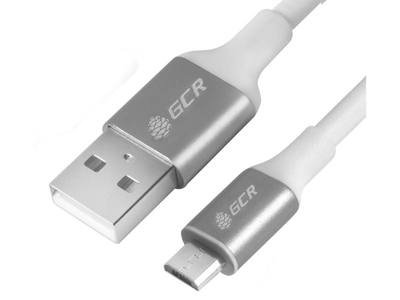 

Аксессуар Greenconnect USB 2.0 AM - microB 5pin 1m White-Silver GCR-51711, GCR-51711