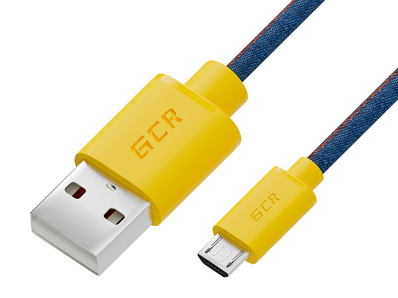 

Аксессуар Greenconnect USB 2.0 AM - microB 5pin 50cm Jeans-Yellow GCR-51410, GCR-51410