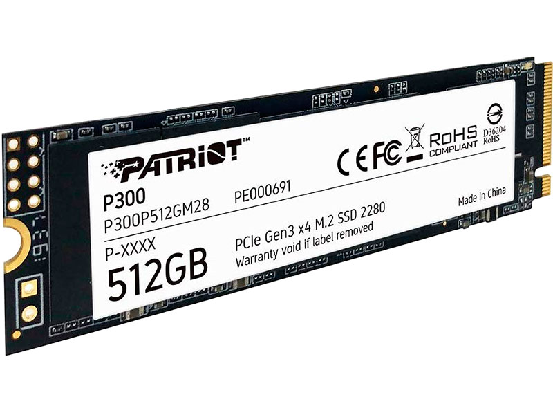 Твердотельный накопитель Patriot Memory P300 512Gb QLC P300P512GM28 накопитель ssd patriot memory m 2 p300 256 гб pcie p300p256gm28
