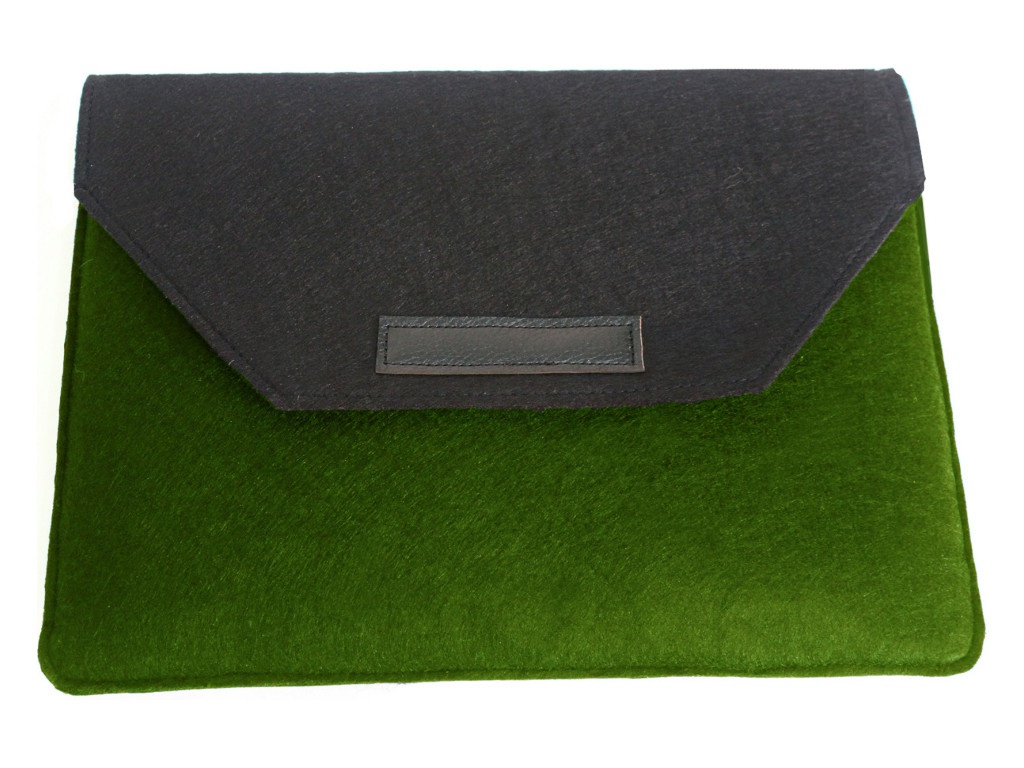 фото Аксессуар чехол-папка 12-13.3-inch vivacase для macbook felt black-green vcn-felt133-bl-green