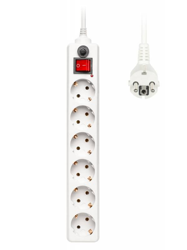 фото Сетевой фильтр buro 6 sockets 1.8m white 600sh-1.8-w