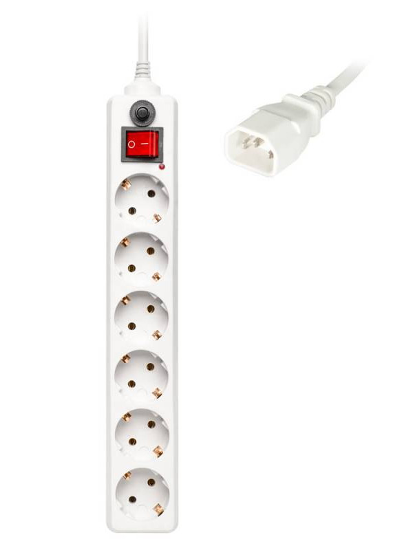 фото Сетевой фильтр buro 6 sockets 1.8m white 600sh-1.8-ups-w