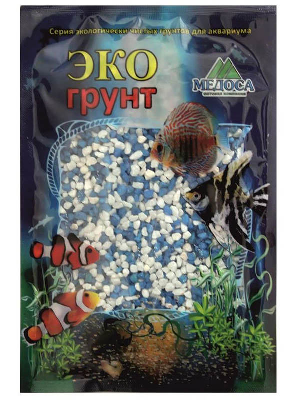 фото Цветная мраморная крошка эко грунт 2-5mm 7kg white/light blue 7-1052