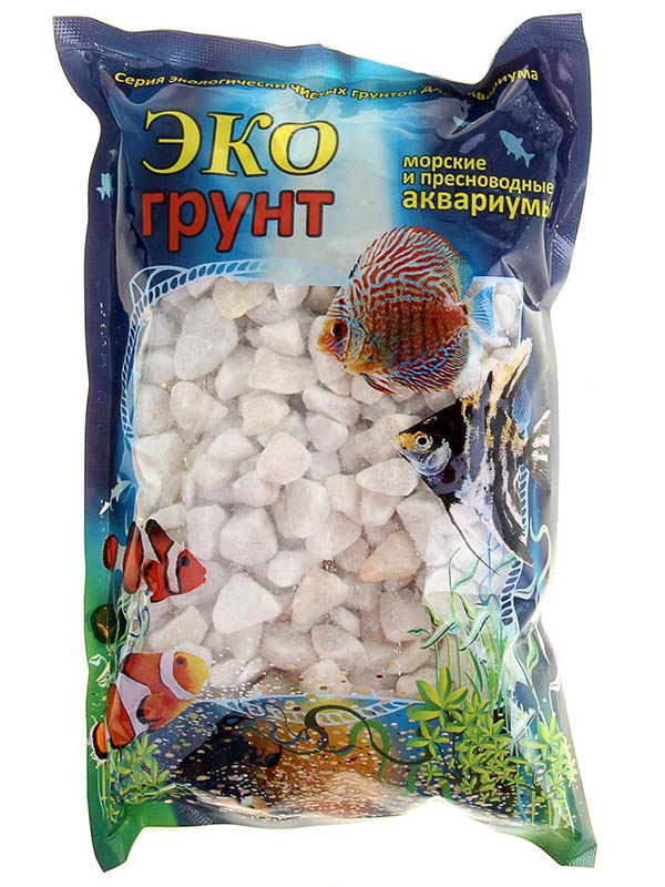 фото Мраморная крошка эко грунт 5-10mm 1kg white 350013