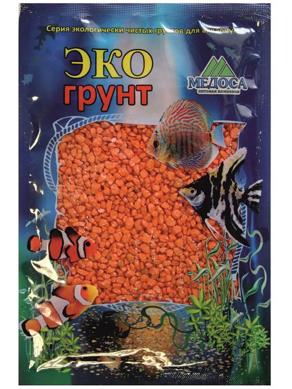 фото Цветная мраморная крошка эко грунт 2-5mm 3.5kg orange г-1004