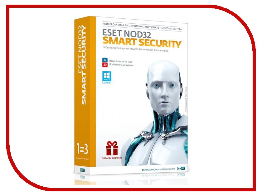 

Программное обеспечение ESET NOD32 Smart Security - продление лицензии на 1 год на 3PC NOD32-ESS-RN-BOX3-1-1, NOD32 Smart Security