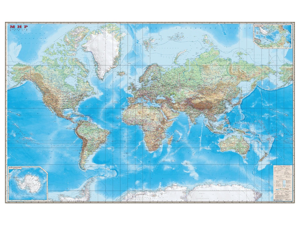 

Карта настенная DMB Мир. Обзорная карта. Физическая с границами 192x140cm 293, 293