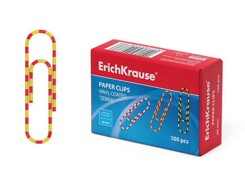 

Скрепки ErichKrause Zebra 28mm 100шт 24873, 24873