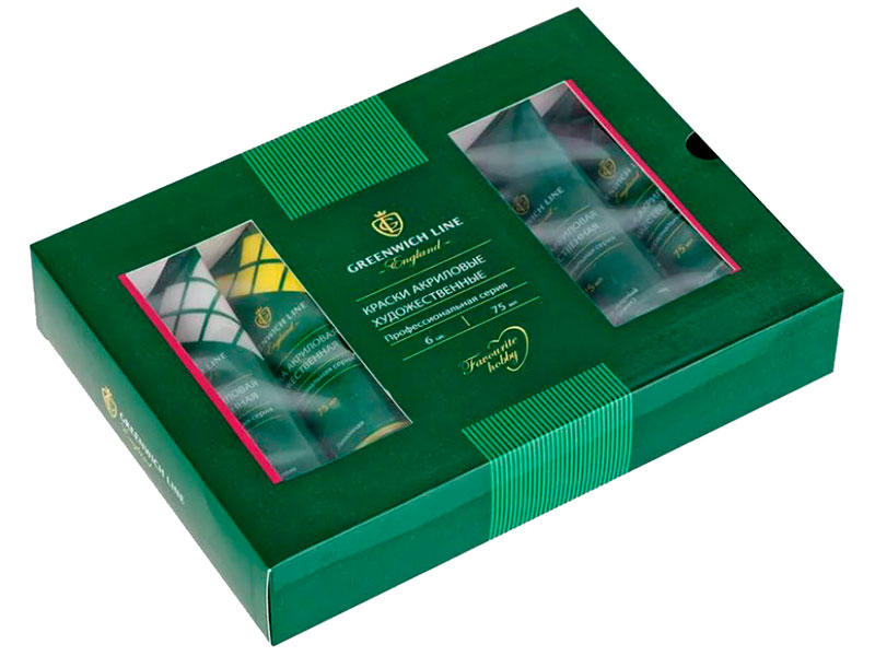 

Краски акриловые Greenwich Line 75ml 6 цветов AP_23233, AP_23233
