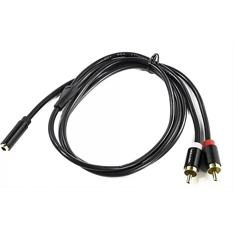 фото Аксессуар vention jack 3.5mm f - 2rca m 1m black vab-r01-s100