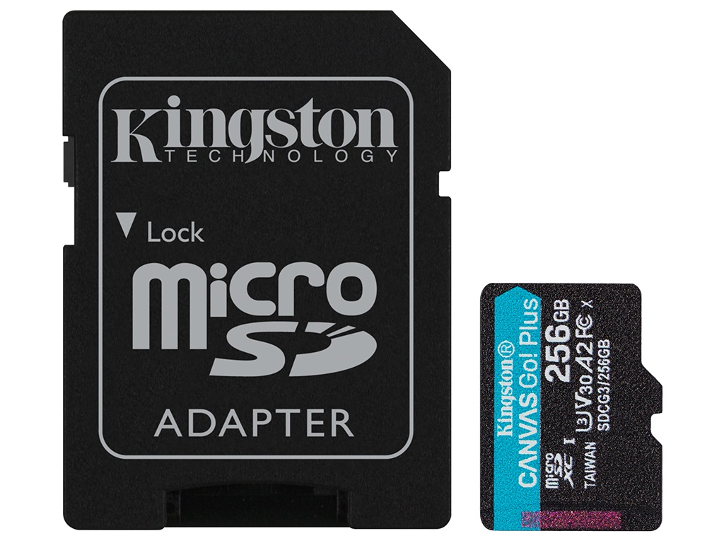 Карта памяти 256Gb - Kingston Canvas Go! Micro Secure Digital HC Class10 UHS-I Canvas Select + SD Adapter SDCG3/256GB с переходником под SD карта памяти netac 256gb pro micro sdxc tf хранение данных v30 uhs i u3 высокая скорость до 100 мб с