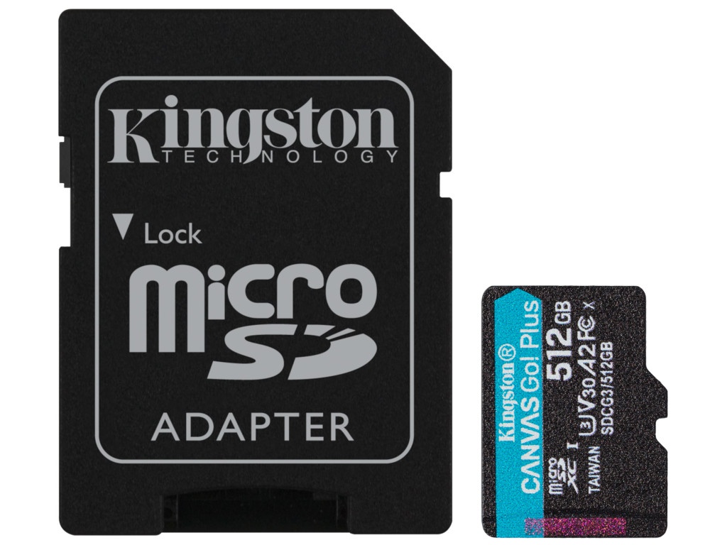 Карта памяти 512Gb - Kingston Canvas Go! Micro Secure Digital HC Class10 UHS-I Canvas Select + SD Adapter SDCG3/512GB с переходником под SD карта памяти 128gb kingston micro secure digital hc class10 uhs i canvas select sdcs2 128gbsp